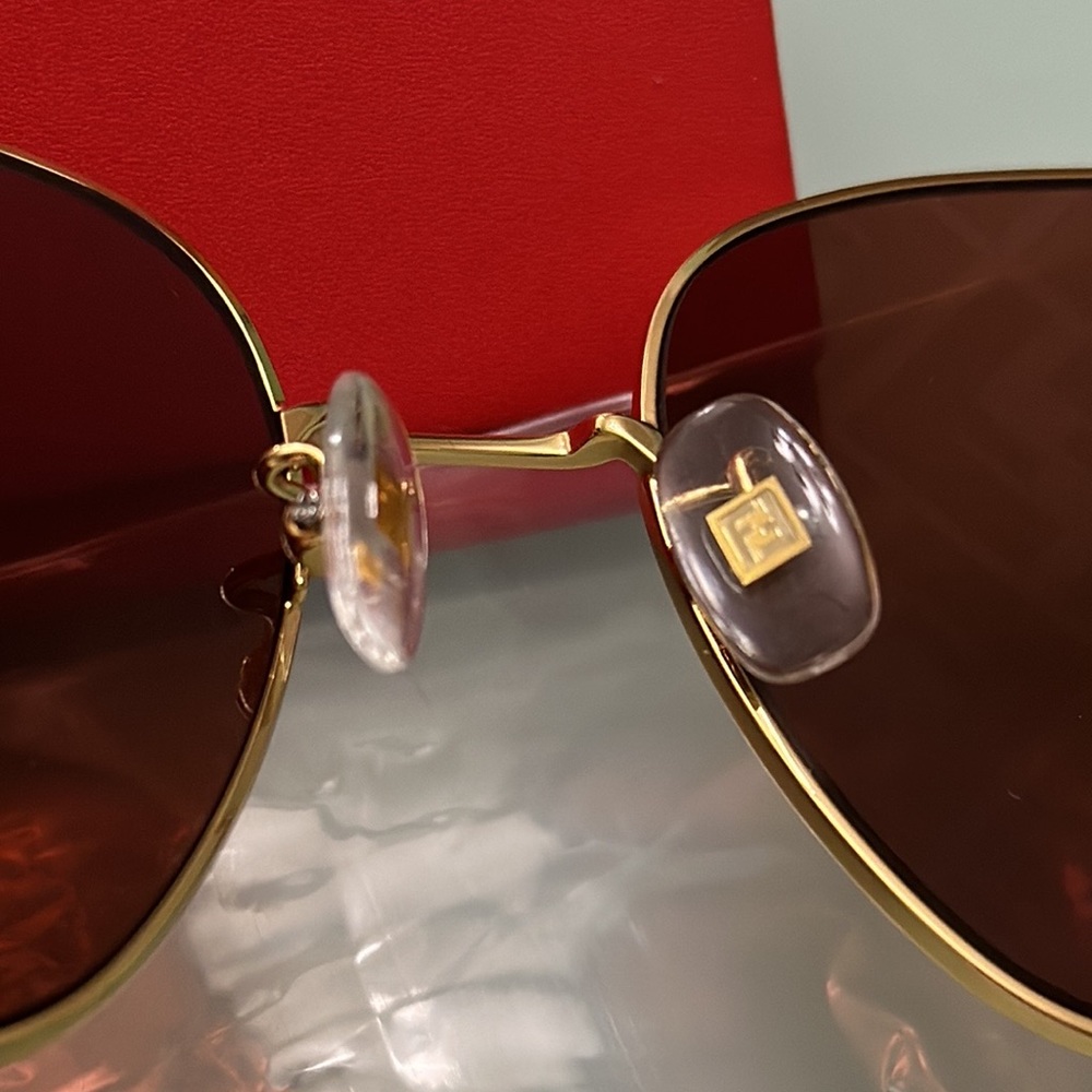 Fendi Baguette 59 mm FF Print Gold Square Frame with box and case - Picture 4 of 4
